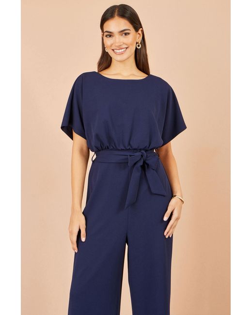 Yumi' Blue Batwing Stretch Jumpsuit