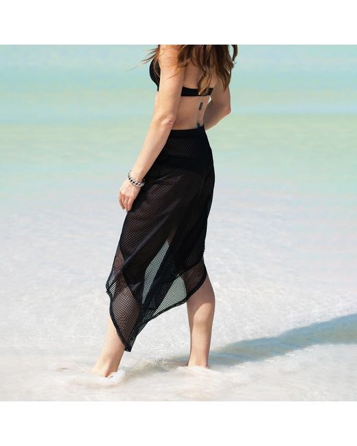 Kim Foley Black Drama Sarong Beach Cover-Up Athletic Wrap Skirt