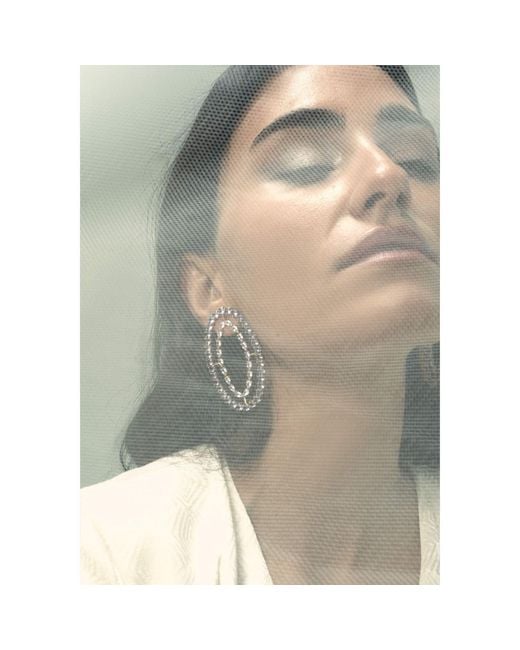 Lavani Jewels Metallic Rivoli White Earrings
