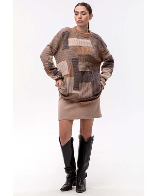Maison Bogomil Brown Chunky Patchwork Sweater