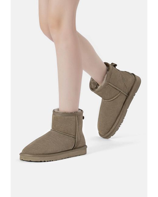 EverAu Australia Brown Ostrich Leather Short Boots
