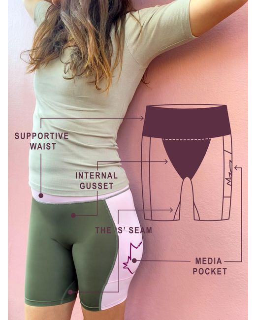 Foxies Green Daily Eco Comfy Shorts With Built-In Undies Zero Vpl. Stylish Coverage