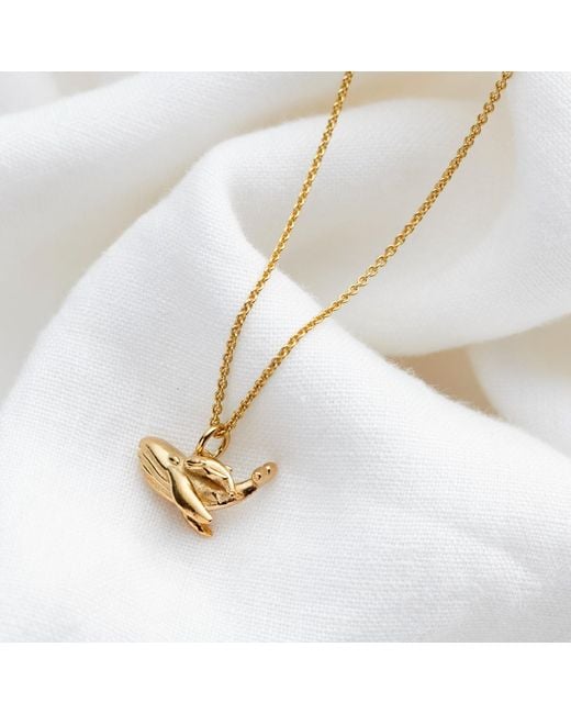 Posh Totty Designs Metallic Yellow Gold Plated Mummy & Baby Whale Charm Necklace