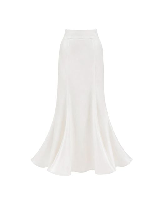 Julia Allert White High Waist Double-Sided Satin Maxi Skirt – Ivory