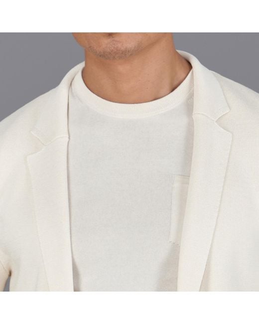 Paul James Knitwear Natural Neutrals Lightweight Mercerised Cotton Giuseppe Knitted Blazer for men