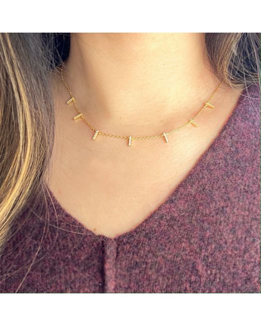 KAMARIA Metallic Bar Choker Necklace With Crystals