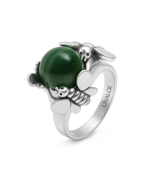 Unaloe Green Sterling Natural Malachite Ring For – Gemstone Statement Jewelry, Luxury Handmade Gift