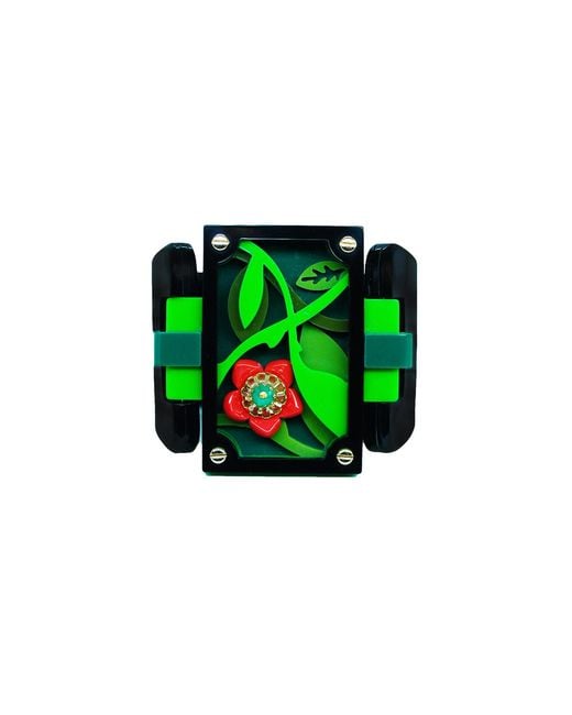 Gissa Bicalho Black Acrylic Bracelet Handmade Jungle