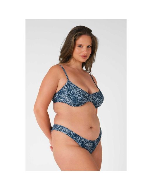 Blackbough Swim Blue Fiona High Rise Cheeky Bottoms Snow Leopard Jacquard