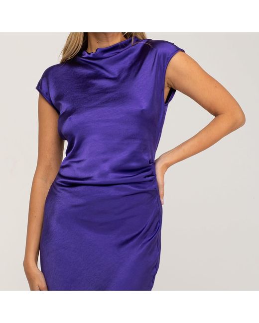 Tantra Spain Sl Purple Satin Maxi Draped Effect Dress