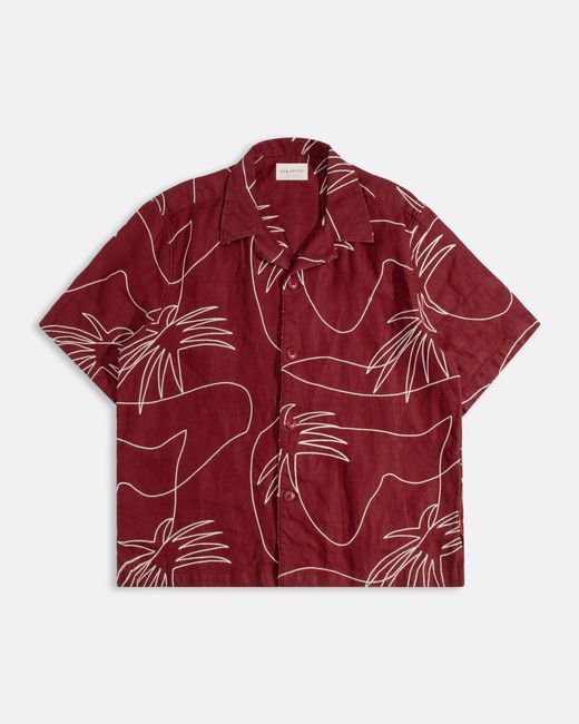 Far Afield Red Veloso Palm Embroidery Shirt for men