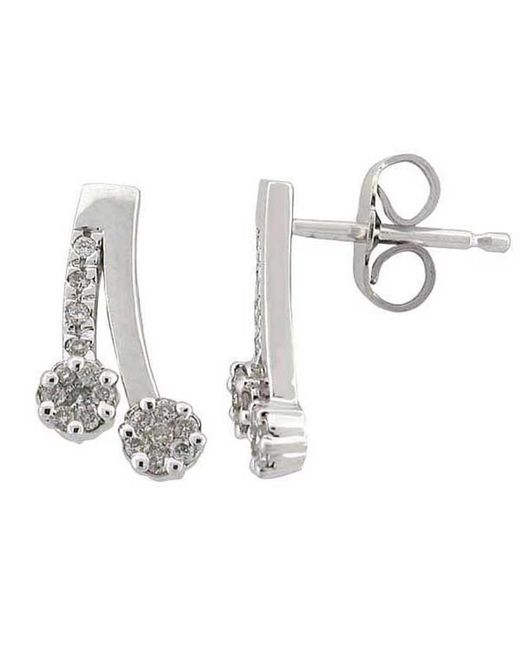 Artisan Metallic Mini 14k 925 Sterling Silver Gold Pave Diamond Drop Earrings