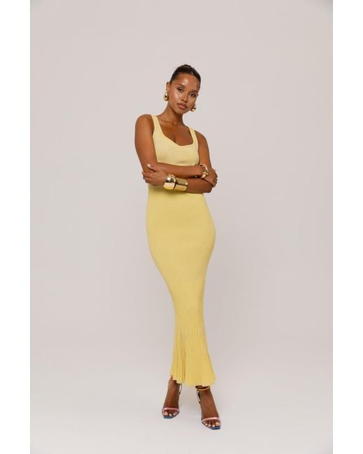 Andreeva Yellow Butter Metallic Knit Dress