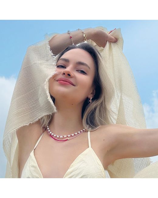 Farra Metallic Ruby And Opal Color Necklace