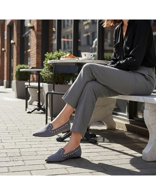 Beautiisoles by Robyn Shreiber Made in Italy Blue Celeste Suede Flat Loafer Comfortable And Classy