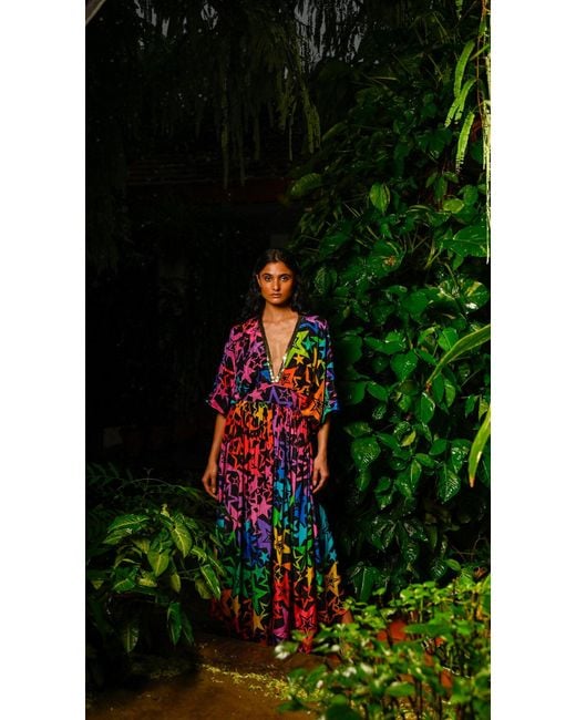 Any Old Iron White New Star Printed Kaftan Dress