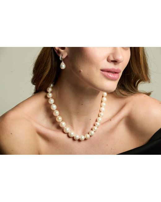 Pearls of the Orient Online White Stella Curved Pave Earrings With Baroque Cultured Freshwater Pearls