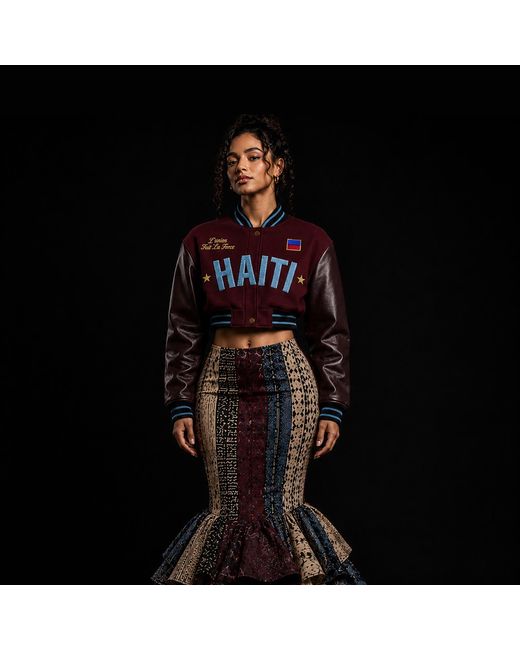 COOL Creative Blue Haiti Cropped Varsity Jacket