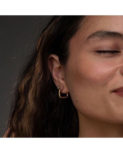 Divine Aria Metallic Aria Square Hoops Tarnish Free