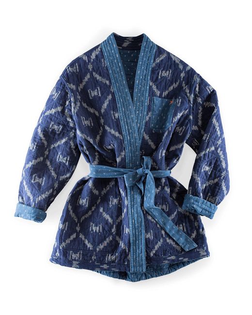&SONS Trading Co Blue Damsons Hanten Quilted Jacket