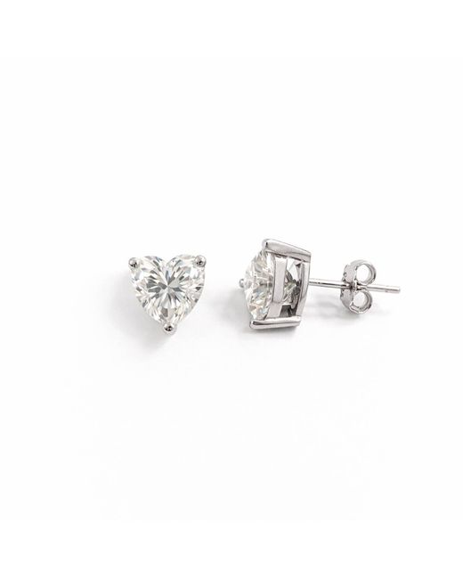Pearl Code White Angel Heart Moissanite Stud Earrings