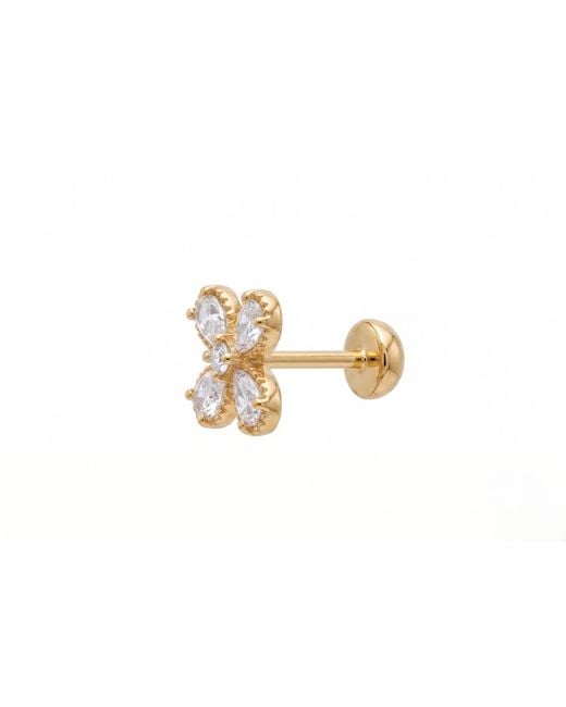 Zahav Jewelry Black 14K Solid 18G 6Mm Flower Flat Back Cartilage Earring