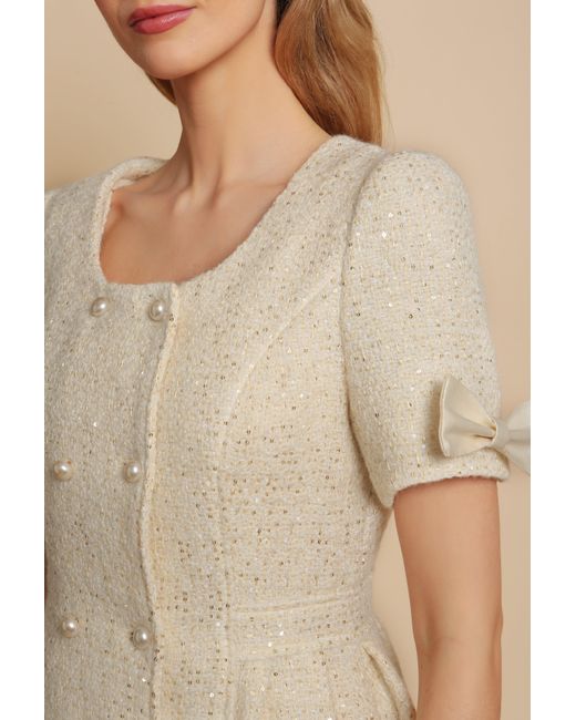 Santinni Natural 'Golden Age' Wool Tweed Dress Coat