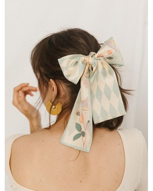Lost Pattern Metallic Wonderland Silk Twill Neck Bow