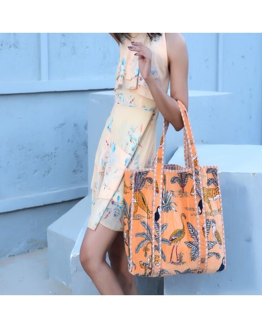Conscious Yoga Collective Orange The Ultimate Jungle Velvet Tote
