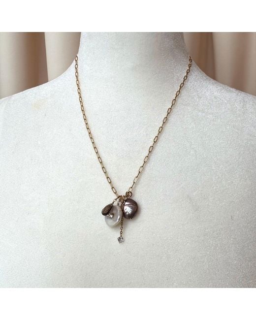 Rare Matters Jewelry Metallic Radiance Charm Coin Pearl Necklace