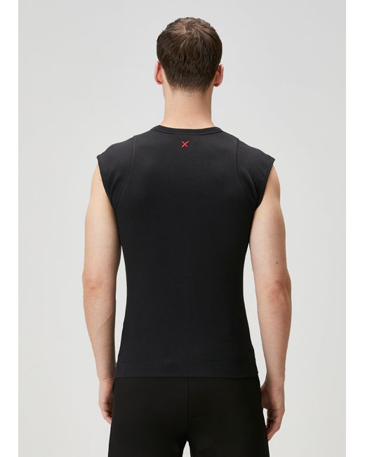 Pcfg Black Rib Tank Top With Patch for men