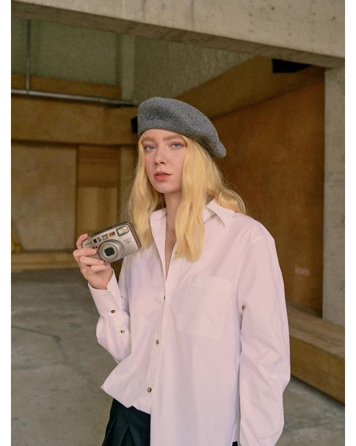 Lost Pattern Gray Bon Chic Wool Beret