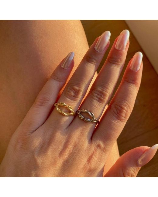 Spero London Metallic Knot Bracelet & Ring Set