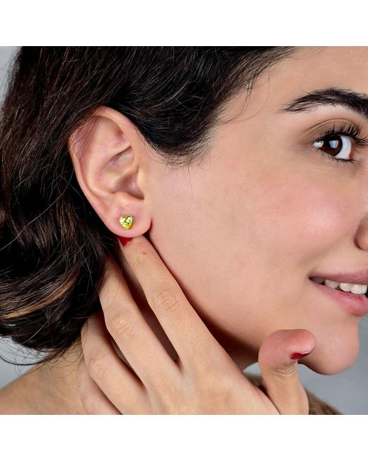 Harfi Yellow Peridot Heart August Birthstone Stud Earrings