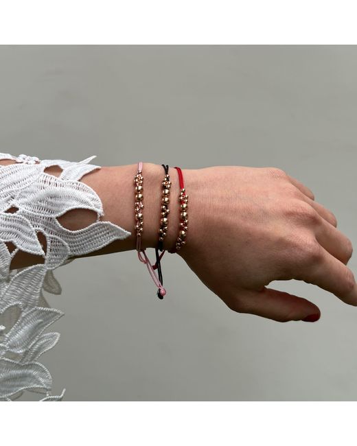 Ecce | Artisan Diamonds Pink 14K Rose Dancing Bubble Ball Bracelet W/ Rope