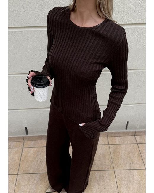 SALANIDA Brown Brera Merino Long-Sleeve Top Chocolate