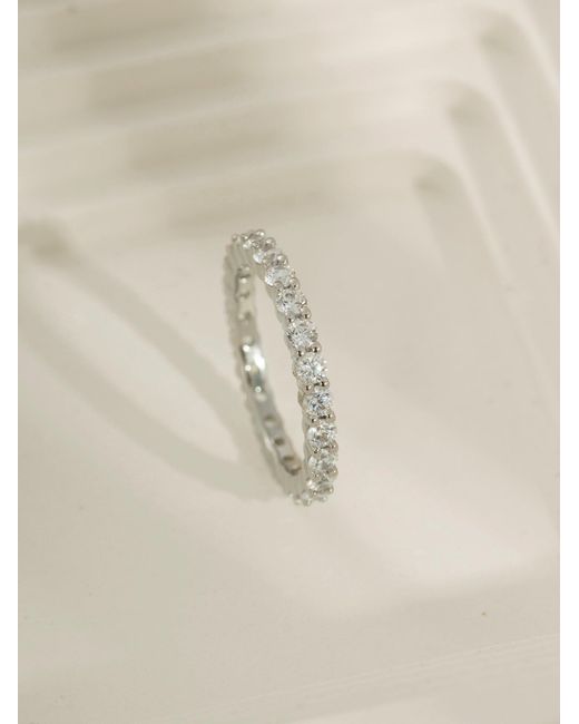 Diamonbliss Metallic Round Cut Eternity Ring With Swarovski, One And Half Carat, Plated
