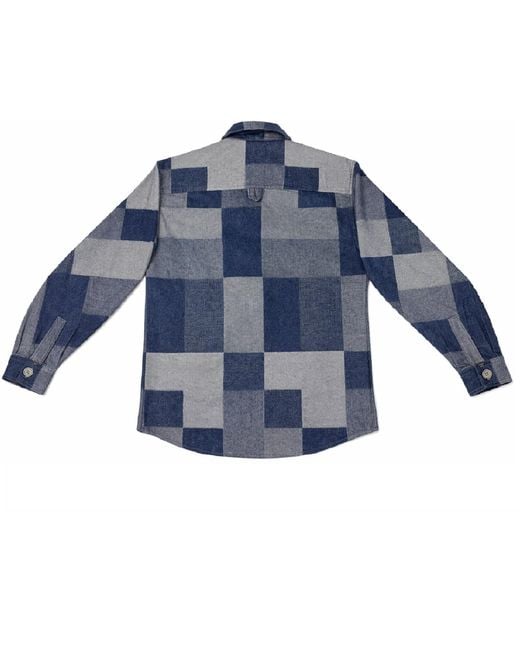 Win Out Blue Patchwork Denim Overshirt for men