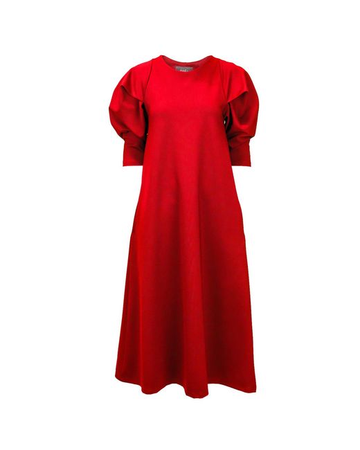 Nola Red Lily Midi Dress