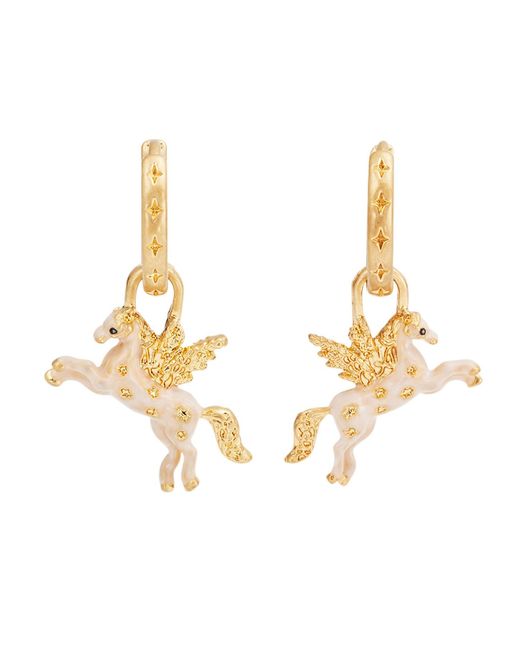 Fable England Metallic Pegasus Necklace & Huggie Earrings Set