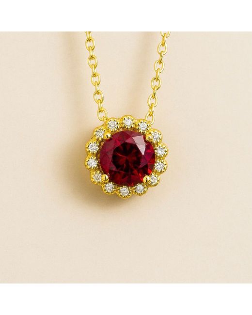 Juvetti Red Solen Necklace Set With Ruby & Diamond