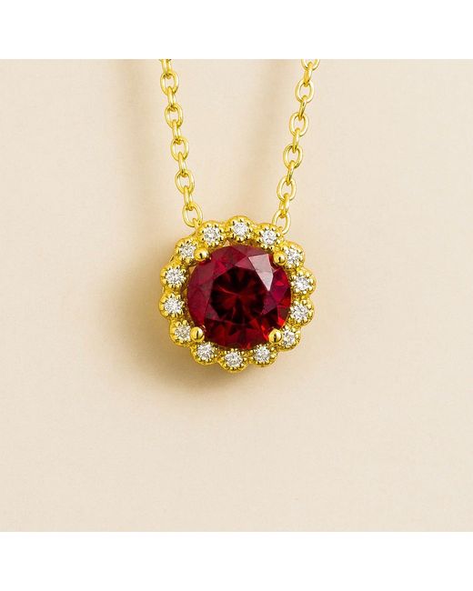 Juvetti Red Solen Necklace Set With Ruby & Diamond