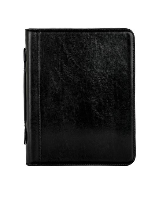 Time Resistance Black Leather Portfolio With Binder