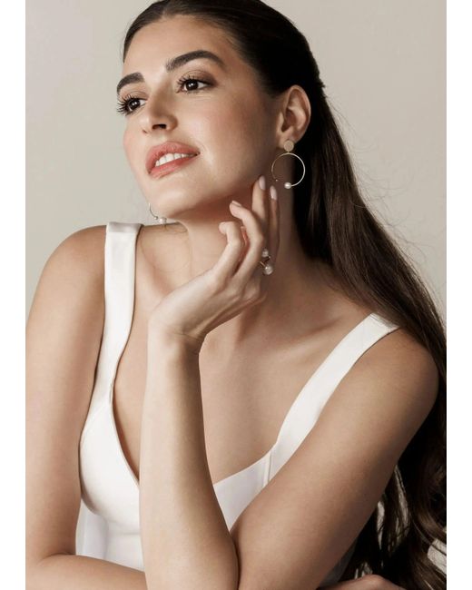 Lisa&Co. Metallic Earrings Pearl On Circle