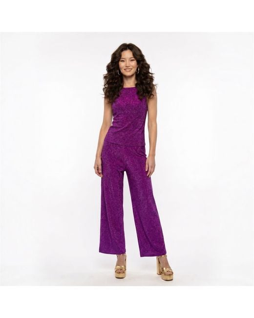 Laura Citron Purple Electric Orchid Lamé Top