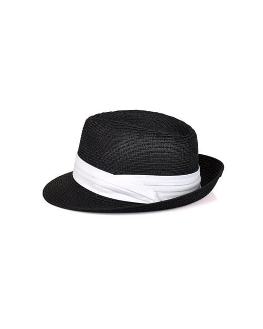 DAVID WEJ Black Hugo Trilby Straw Hat for men