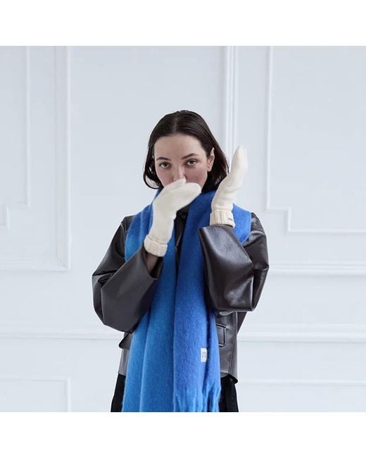 London Atelier Byproduct White Neutrals Soft Two Finger Knitted Mitten Gloves