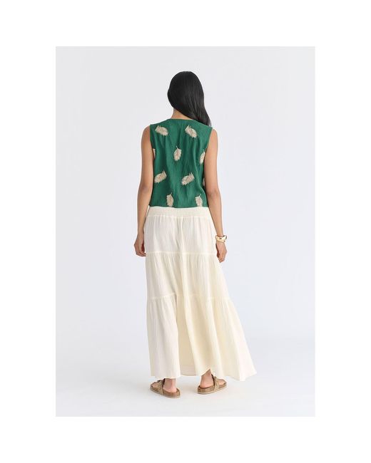 Paisie Green Leaf Embroidered Tie Front Waistcoat