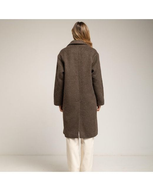 Tantra Spain Sl Brown Wool Coat With Lapels, Button Closure, And Side Pockets