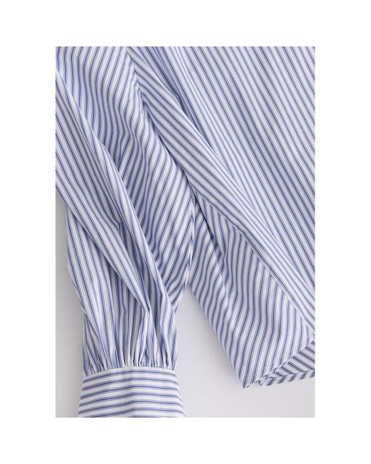 Paisie Blue Striped Volume Sleeve Blouse With Matching Belt